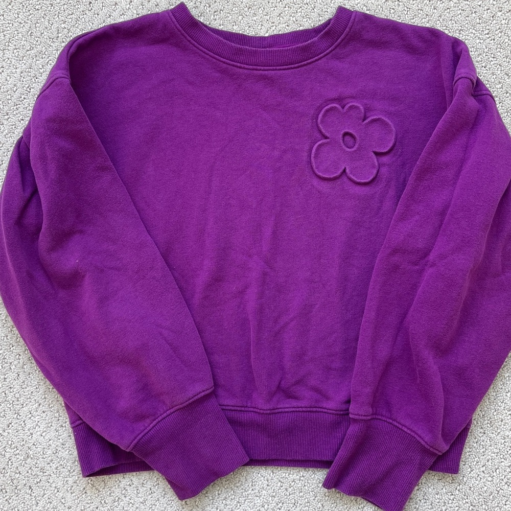 Purple Flower Sweatshirt All in Motion girls large 10 / 12